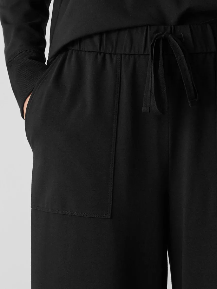 Eileen Fisher Pima Cotton Stretch Jersey Wide-Leg Pant in Black
