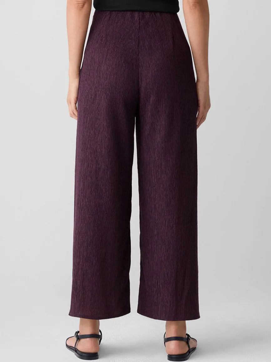 Eileen Fisher Woven Plissé Wide-Leg Pant in Blackberry