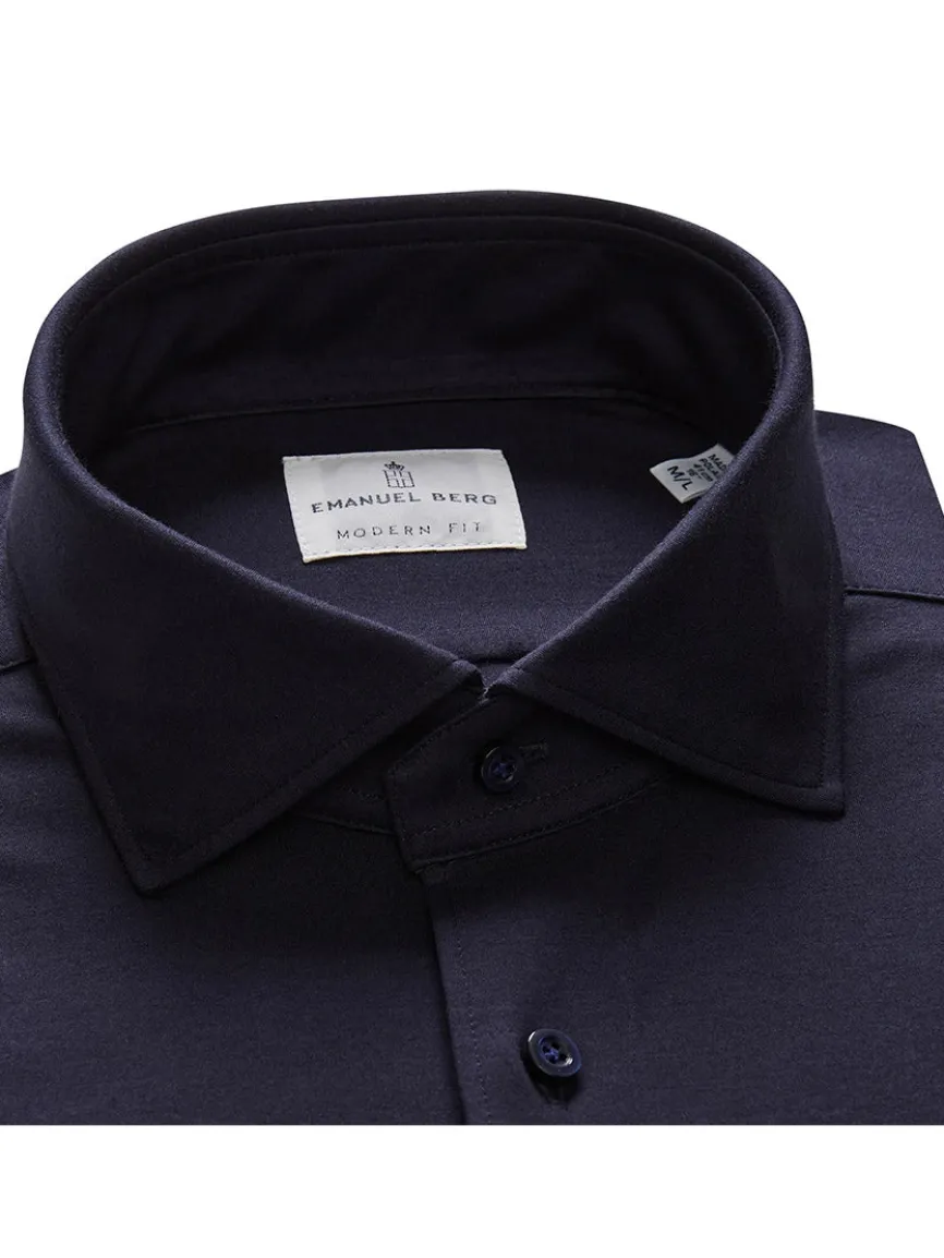 Emanuel Berg Modern 4Flex Stretch Knit Dress Shirt in Navy