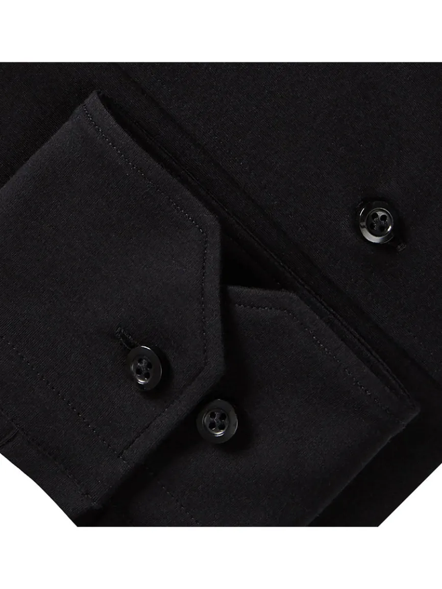 Emanuel Berg Modern 4Flex Stretch Knit Dress Shirt in Black