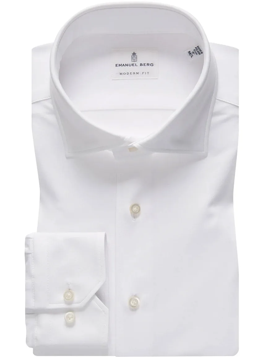 Emanuel Berg Modern 4Flex Stretch Knit Dress Shirt in White
