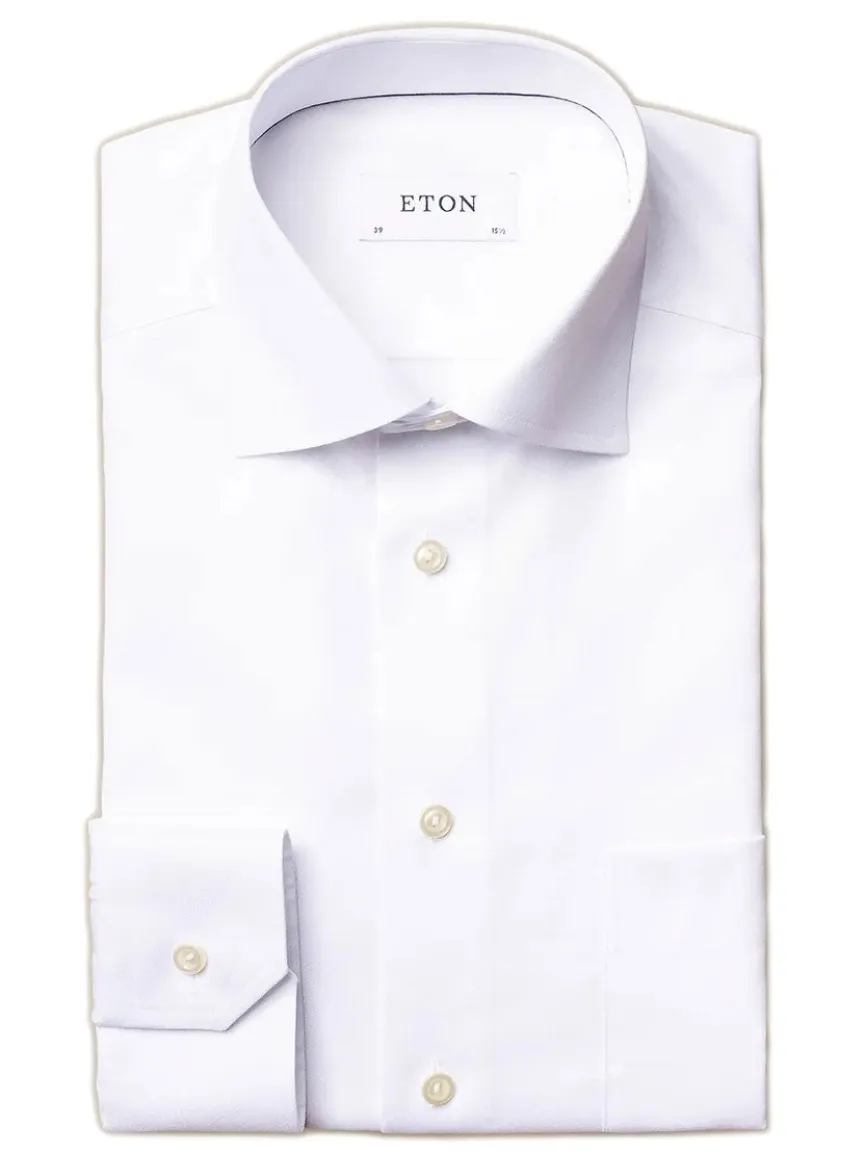 Eton Classic Fit Twill Dress Shirt in White