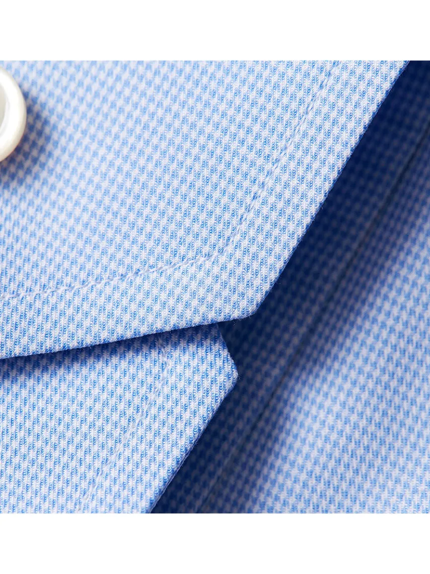 Eton Contemporary Fit Light Blue Houndstooth Dress Shirt