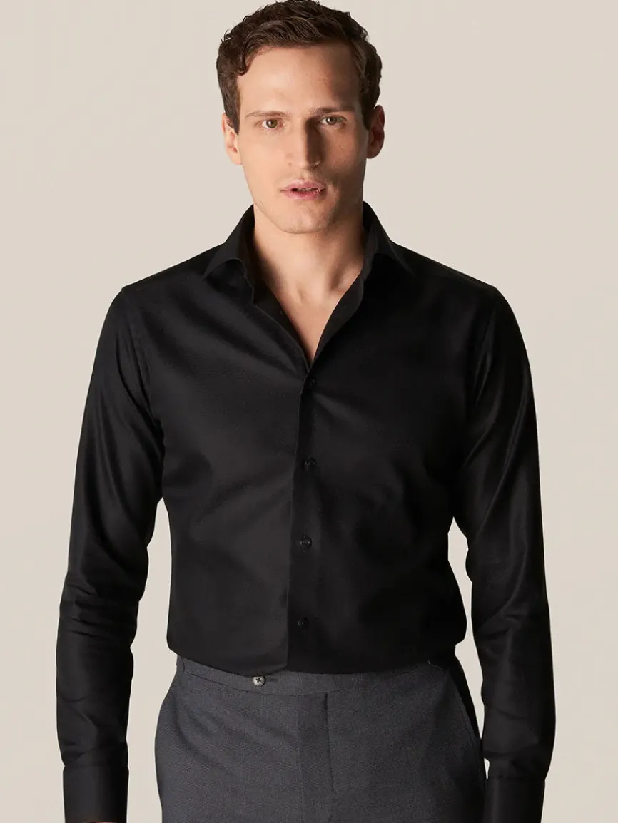 Eton Contemporary Fit Black Textured Twill Dress Shirt