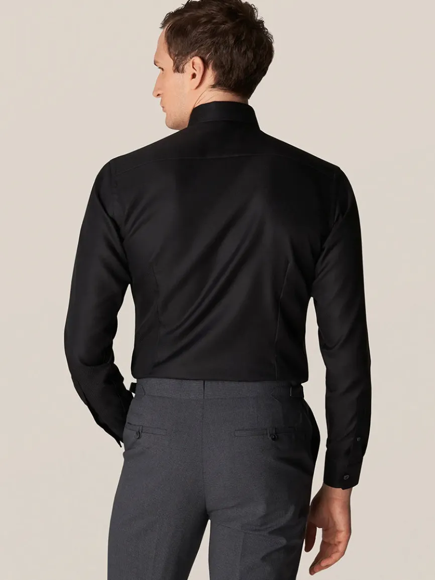 Eton Contemporary Fit Black Textured Twill Dress Shirt