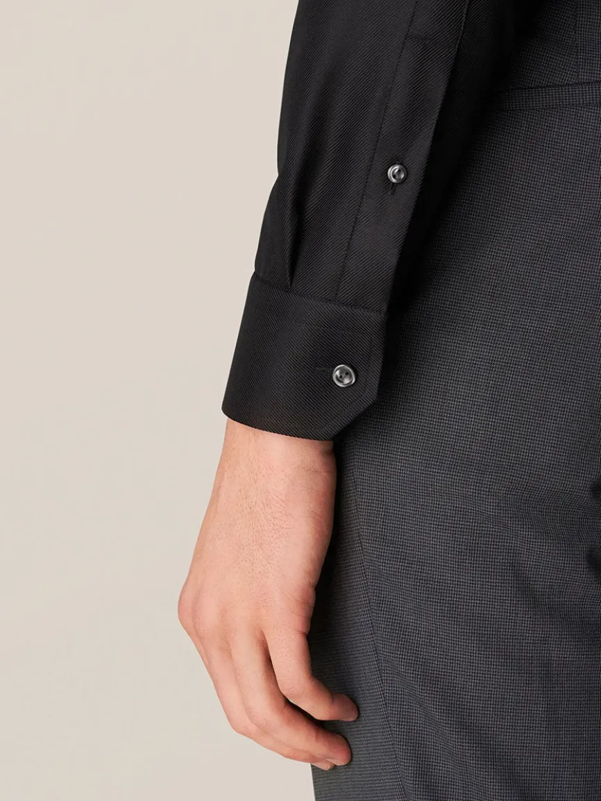 Eton Contemporary Fit Black Textured Twill Dress Shirt