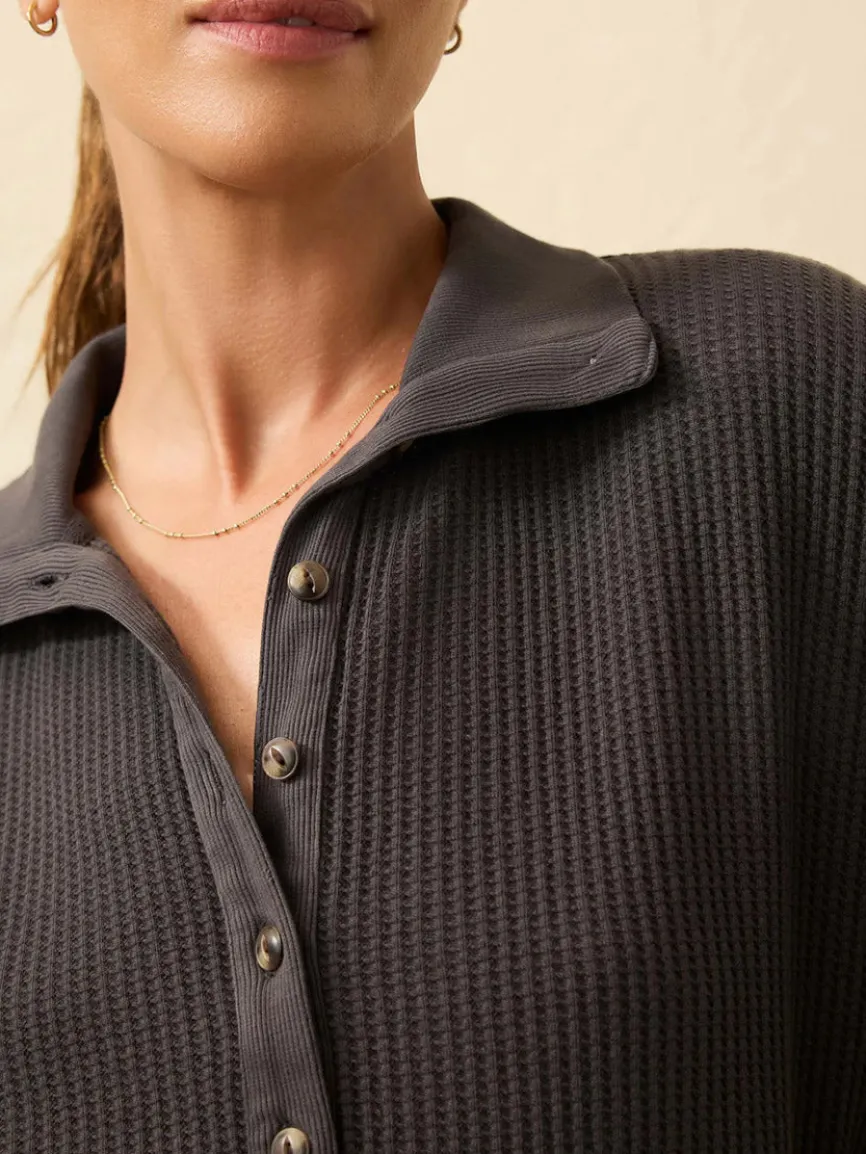 Faherty Brand Après Waffle Henley in Washed Black