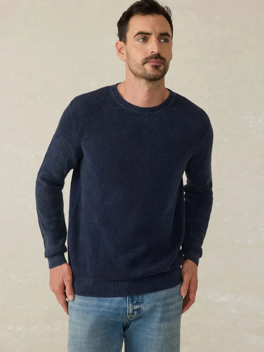 Faherty Brand Sunwashed Crewneck Sweater in Blue Nights