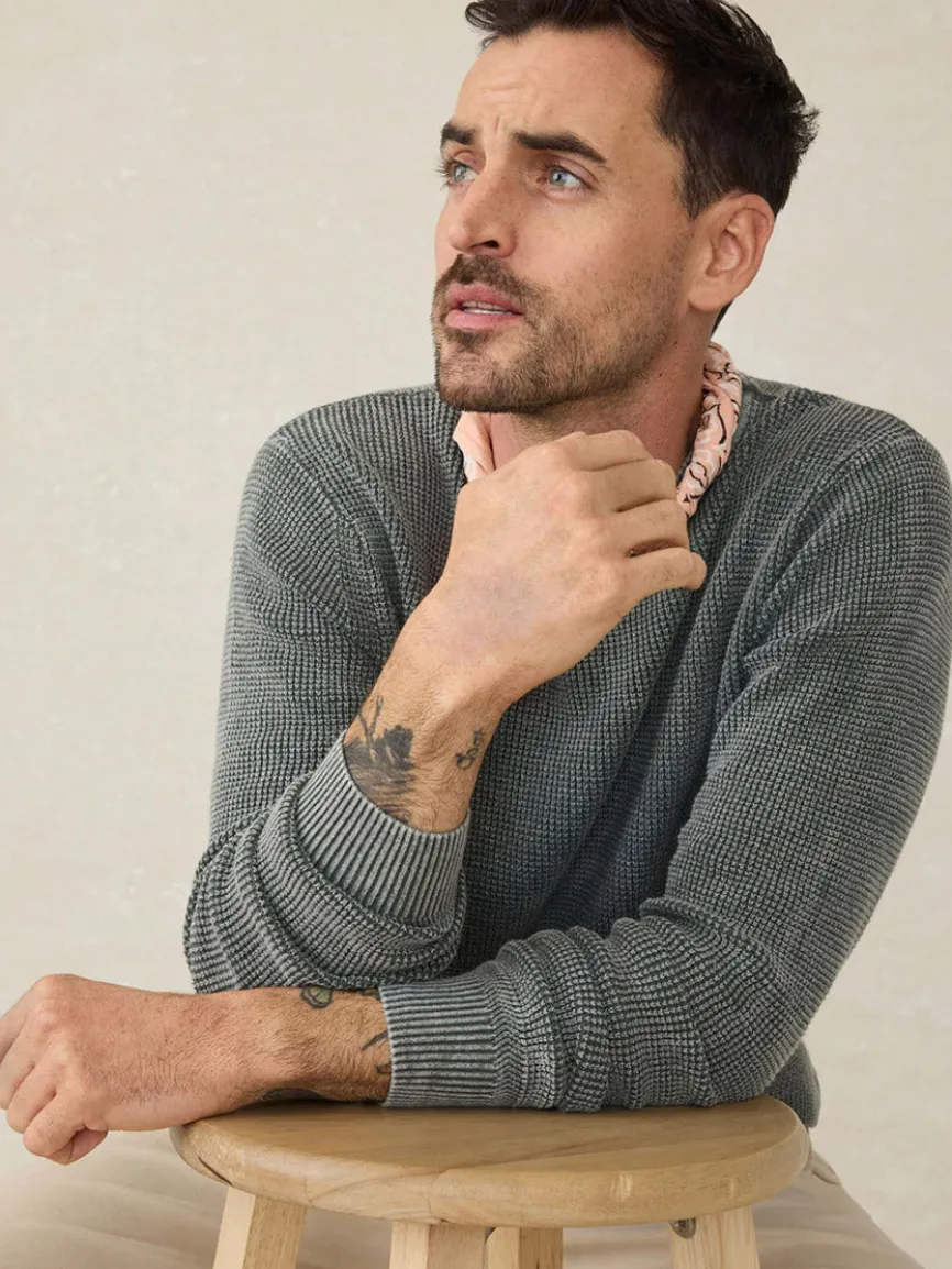 Faherty Brand Sunwashed Crewneck Sweater in Mountain Olive