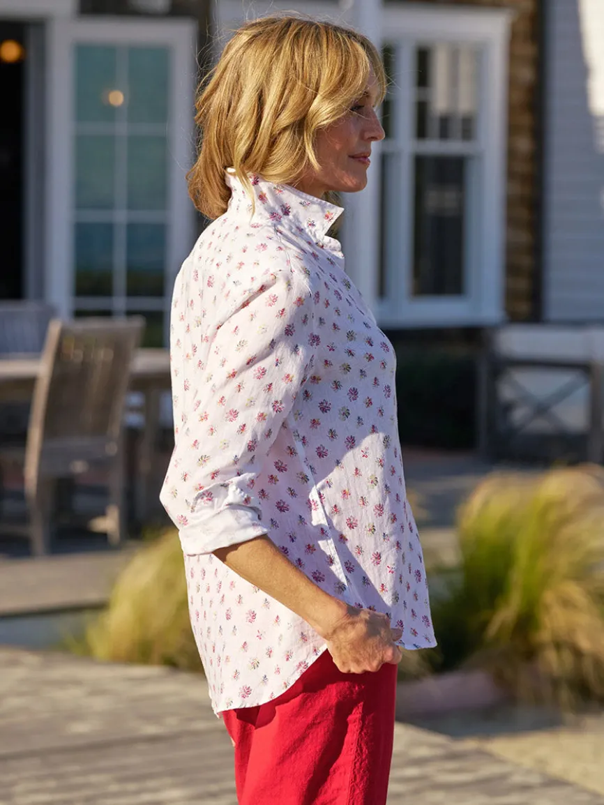Frank & Eileen Eileen Relaxed Button-Up Shirt in Red & Blue Flower