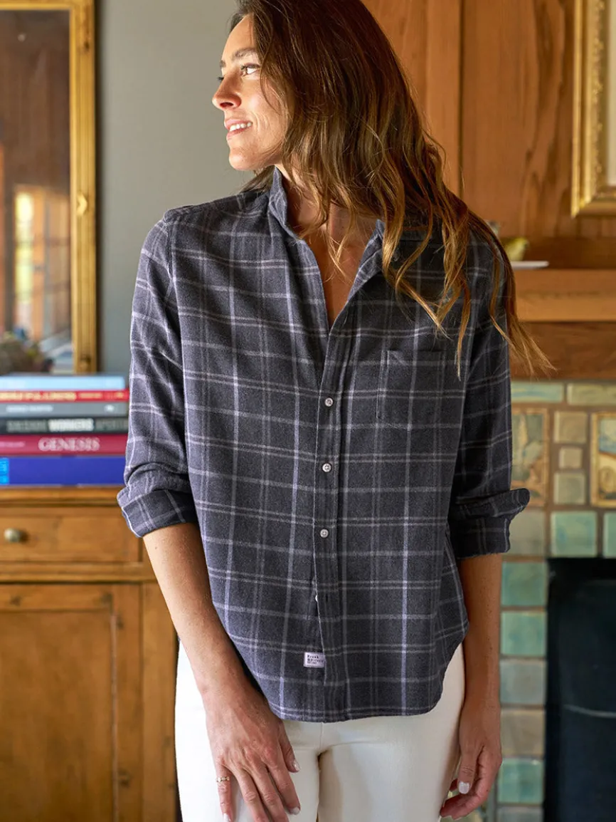 Frank & Eileen Eileen Relaxed Button-Up Shirt in Charcoal & Blue Plaid