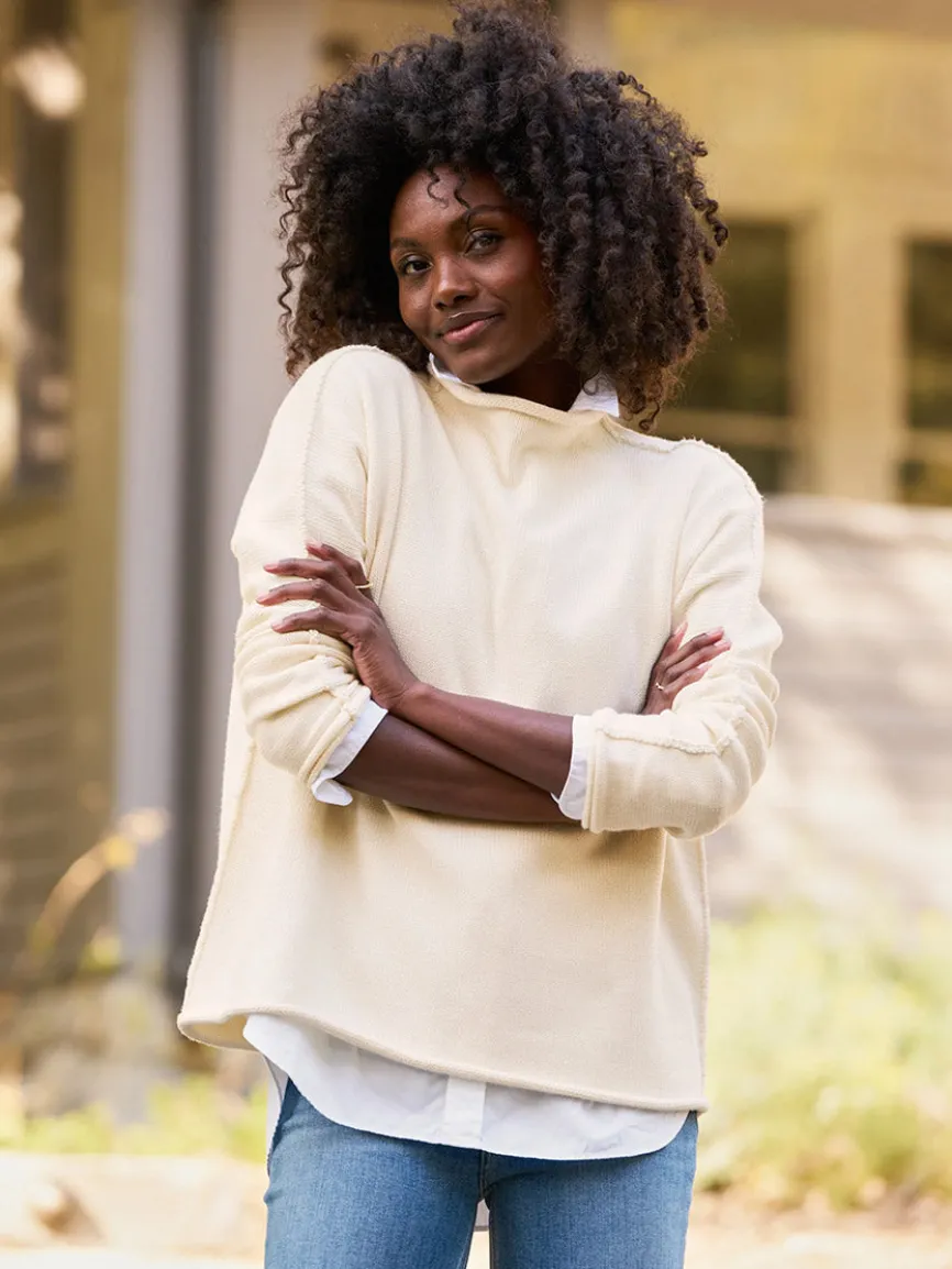 Frank & Eileen Monterey Rolled Funnel Neck Sweater in Cream