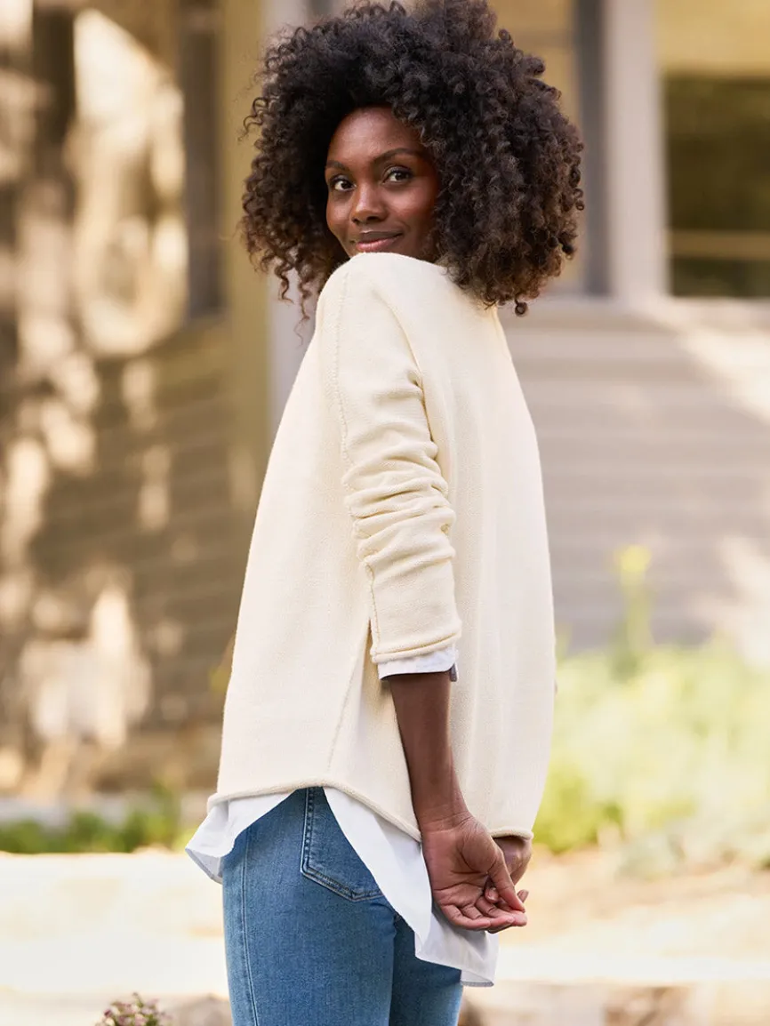 Frank & Eileen Monterey Rolled Funnel Neck Sweater in Cream