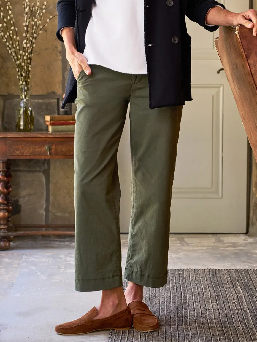 Frank & Eileen Westport Italian Wide-Leg Chino in Army