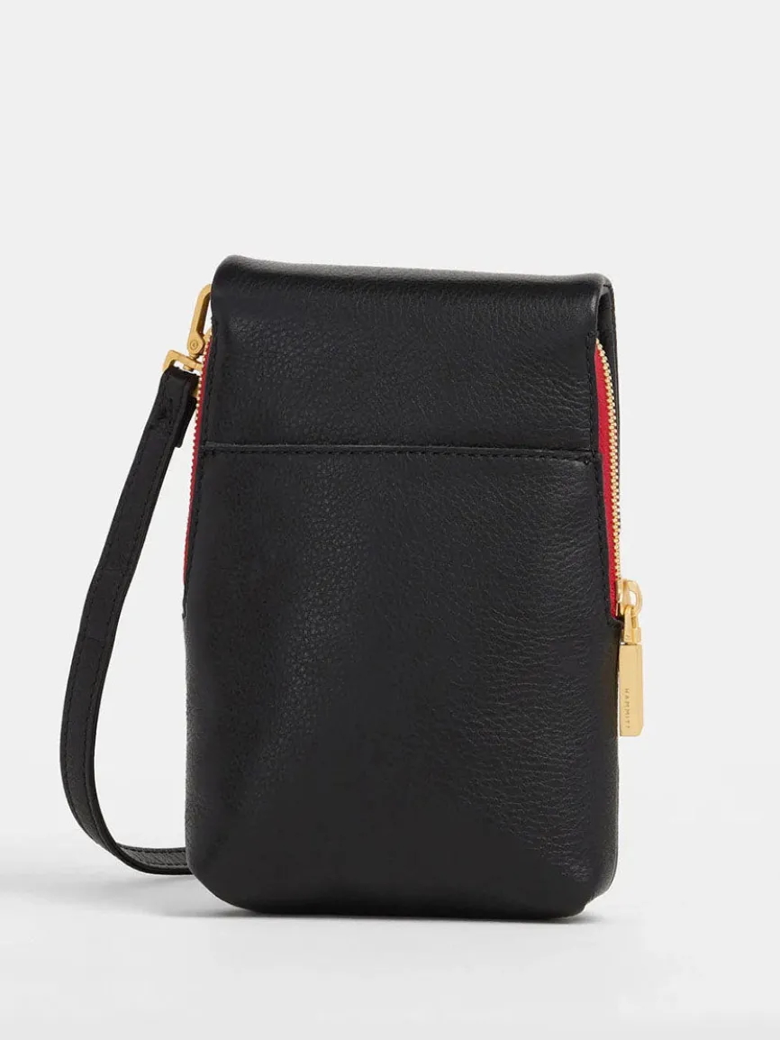 Hammitt Los Angeles VIP Mobile in Black/Brushed Gold/Red Zip