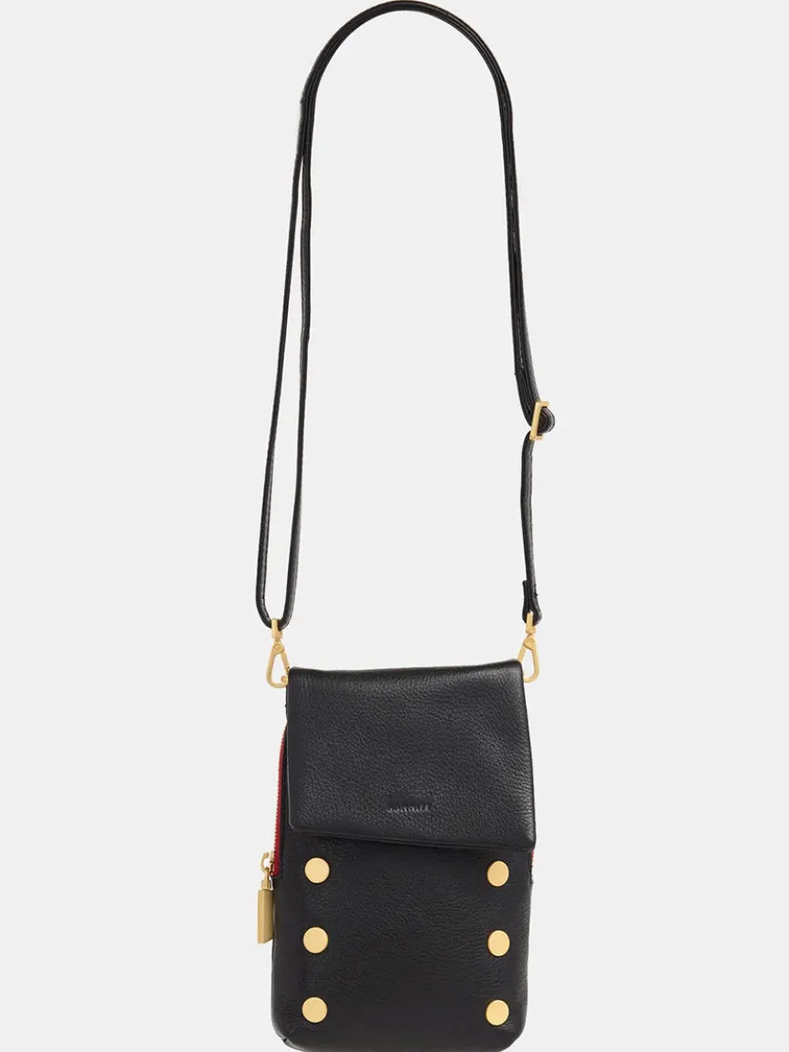 Hammitt Los Angeles VIP Mobile in Black/Brushed Gold/Red Zip