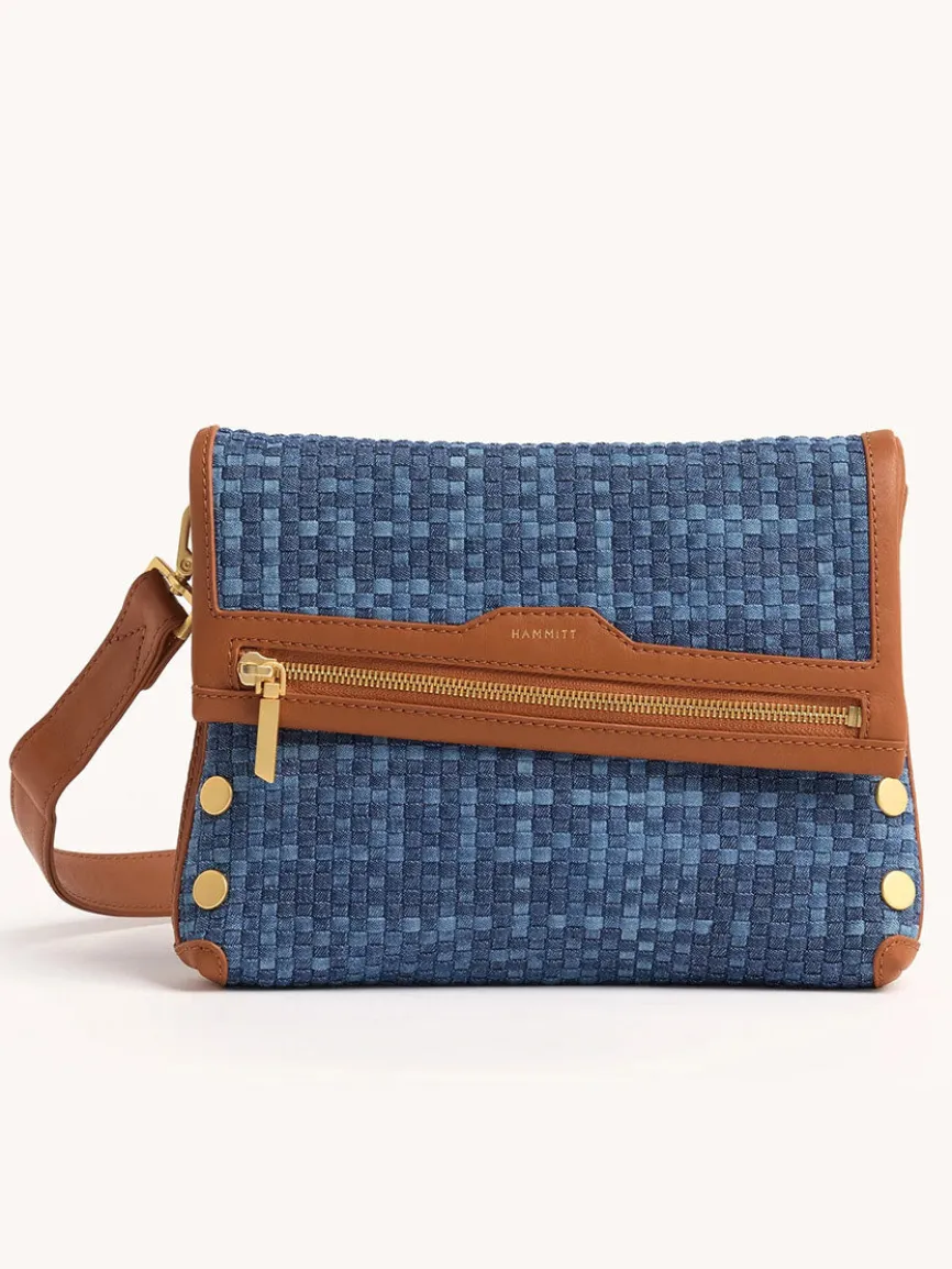 Hammitt Los Angeles VIP Medium Clutch in Mosaic Denim/Brushed Gold