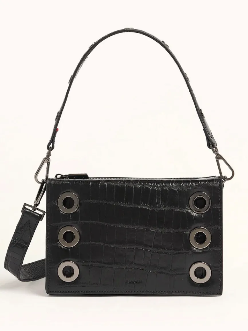 Hammitt Los Angeles Montana Clutch Sml in Evening Crocco/Gunmetal