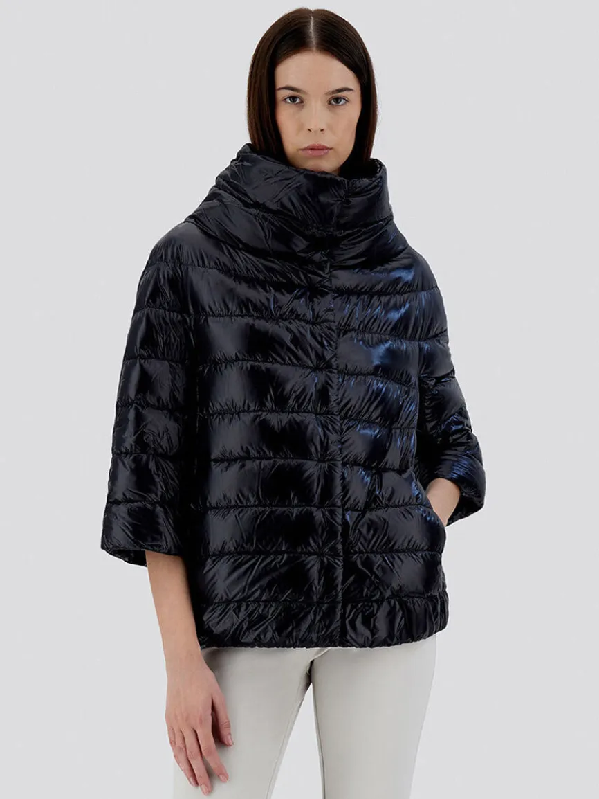 Herno Aminta 3/4 Sleeve Cocoon Jacket in Black