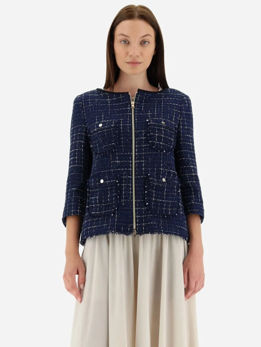 Herno Jacket in Casual Tweed in New Blue