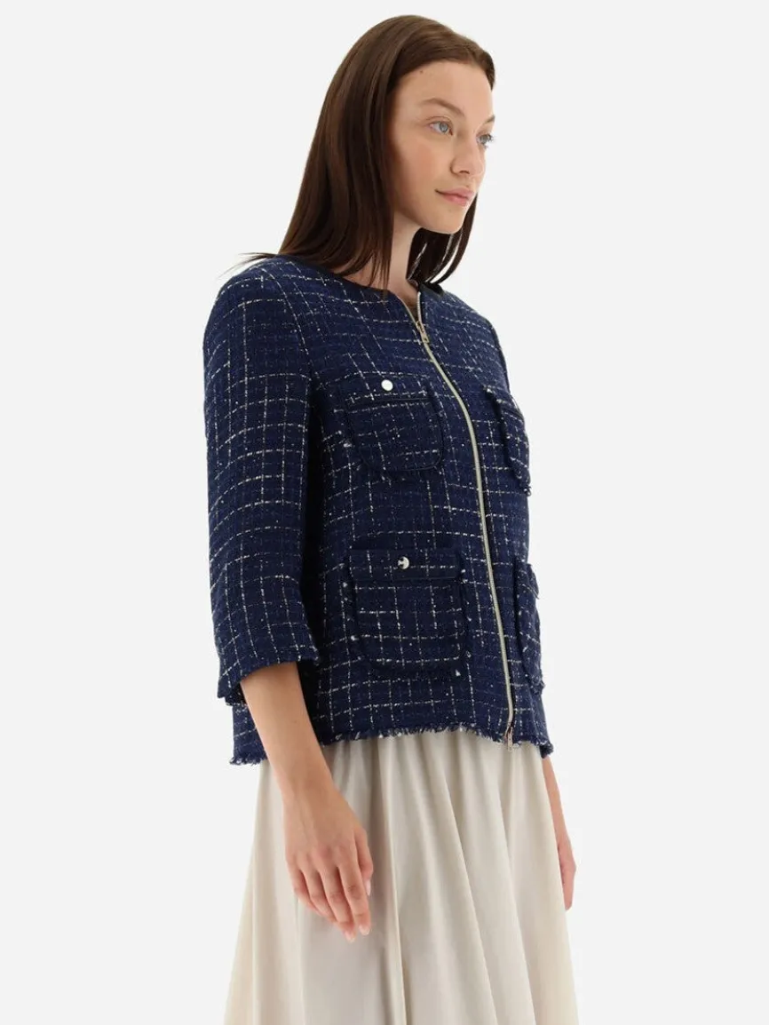 Herno Jacket in Casual Tweed in New Blue