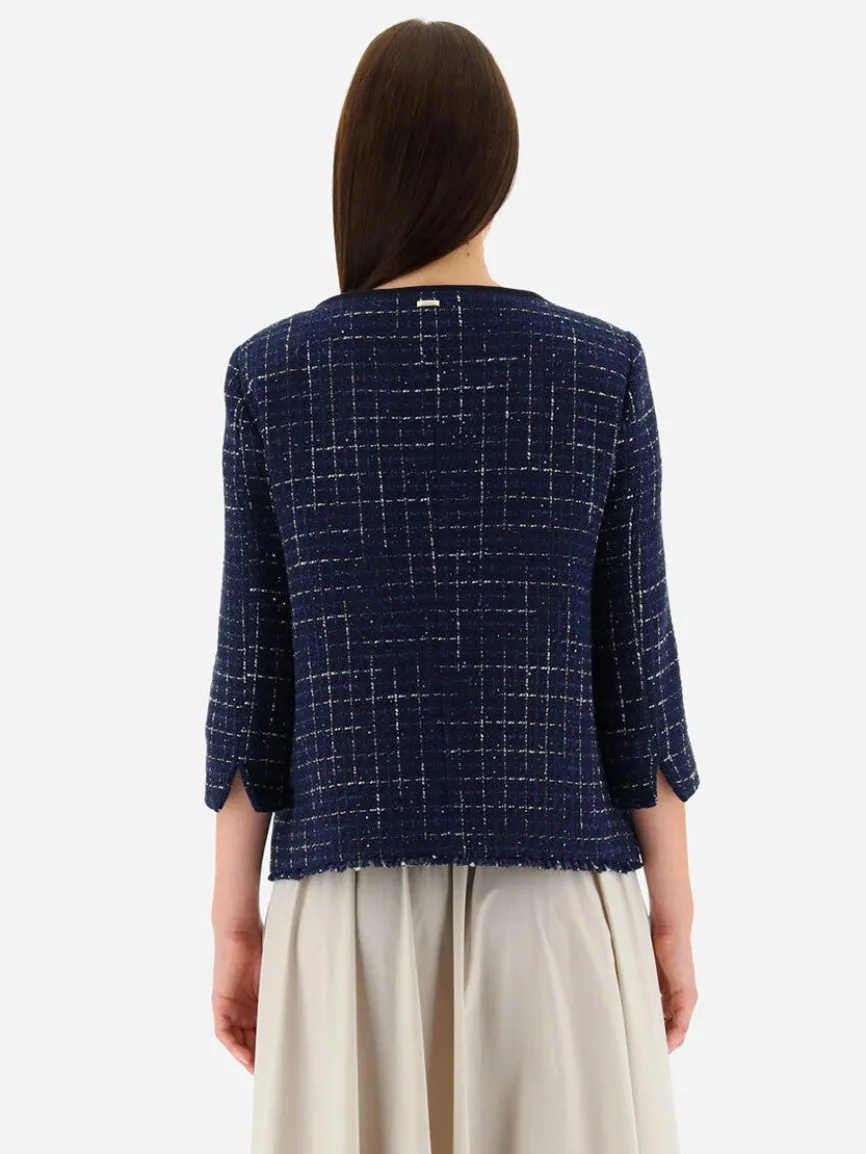 Herno Jacket in Casual Tweed in New Blue