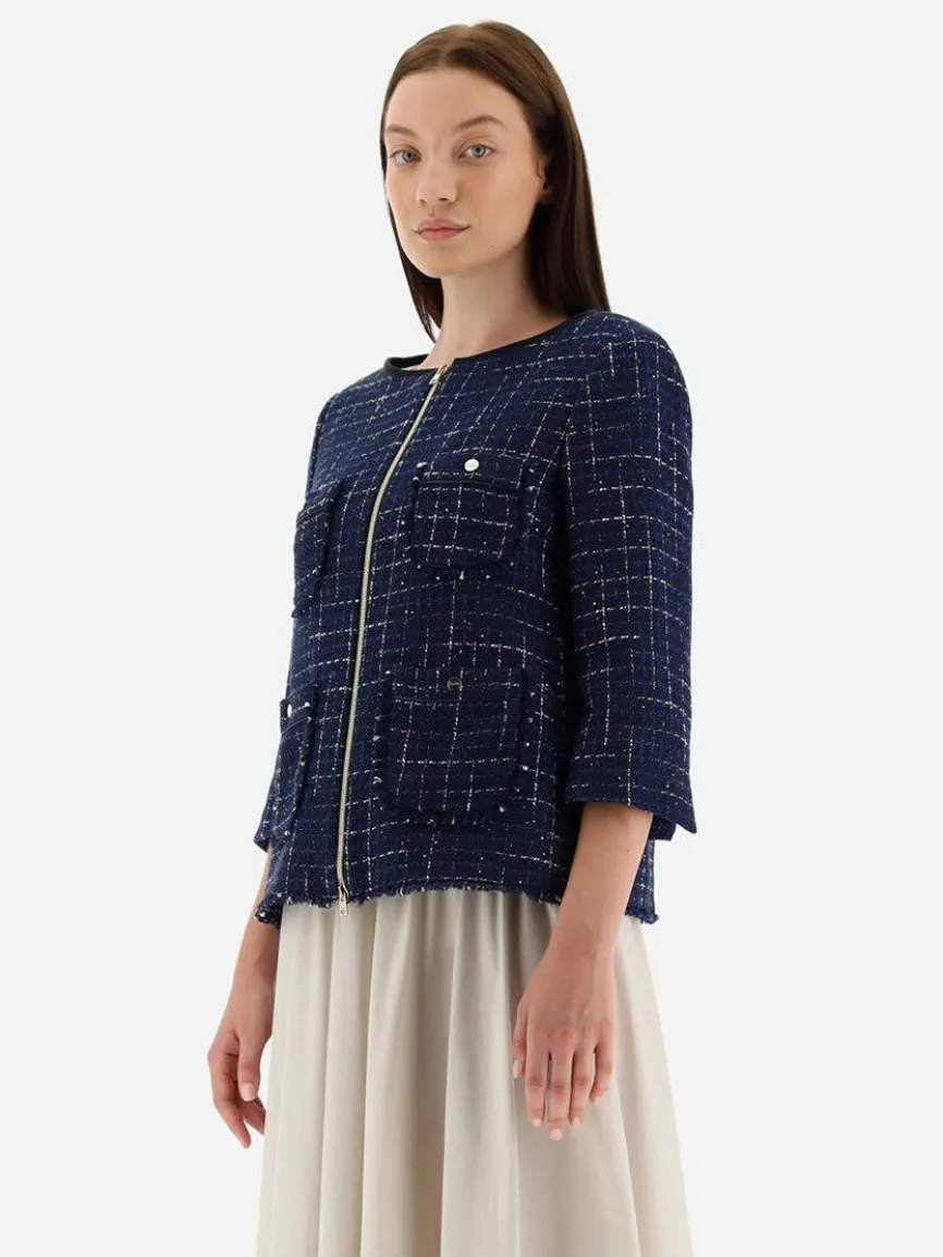 Herno Jacket in Casual Tweed in New Blue