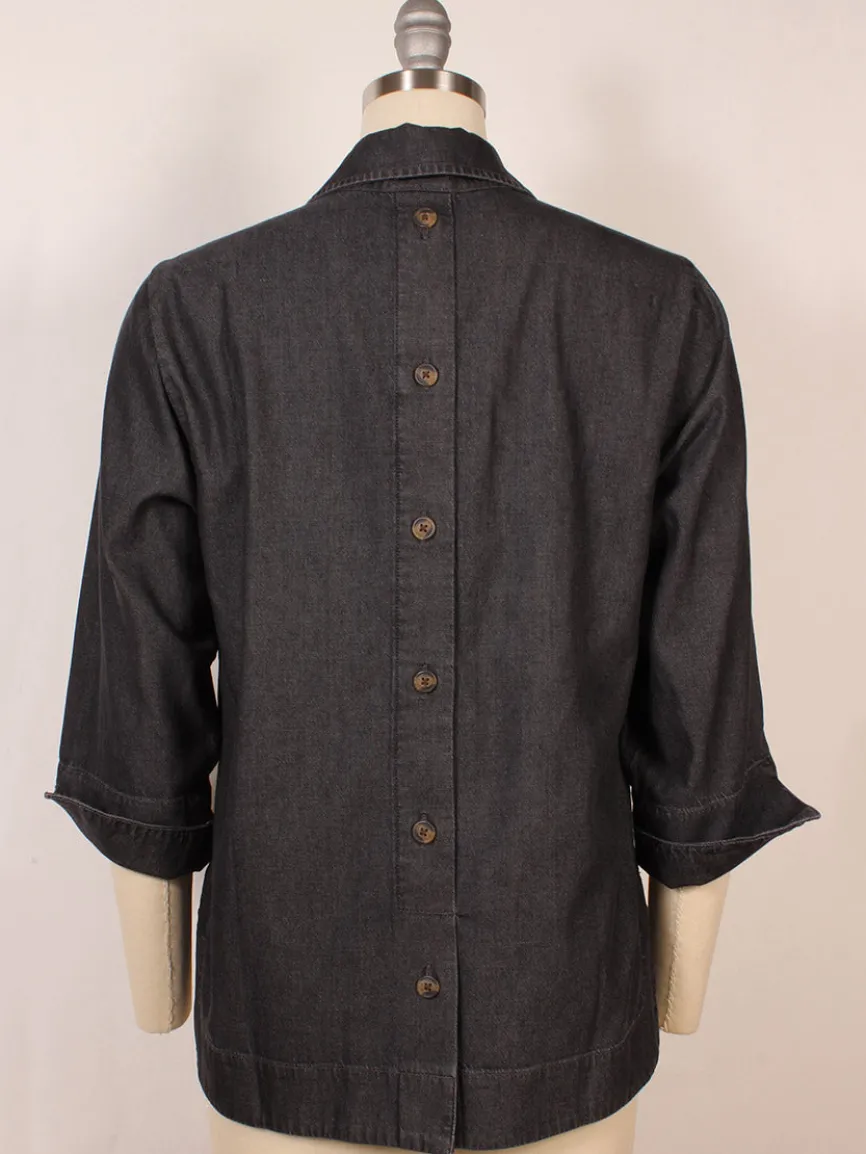 Hinson Wu Aileen 3/4 Sleeve Denim Shirt in Black Wash