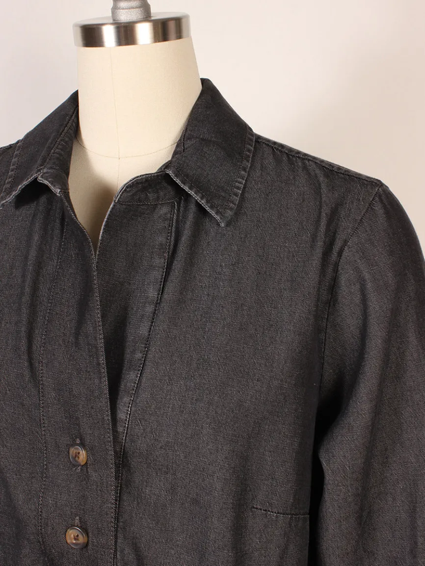 Hinson Wu Aileen 3/4 Sleeve Denim Shirt in Black Wash