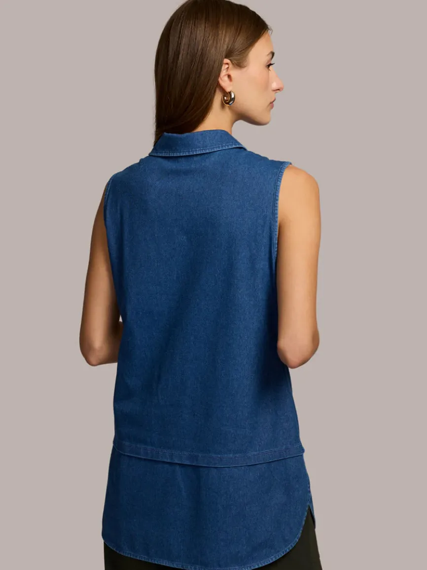 Hinson Wu Lea Sleeveless Knit Denim Foundation Layer in Medium Wash