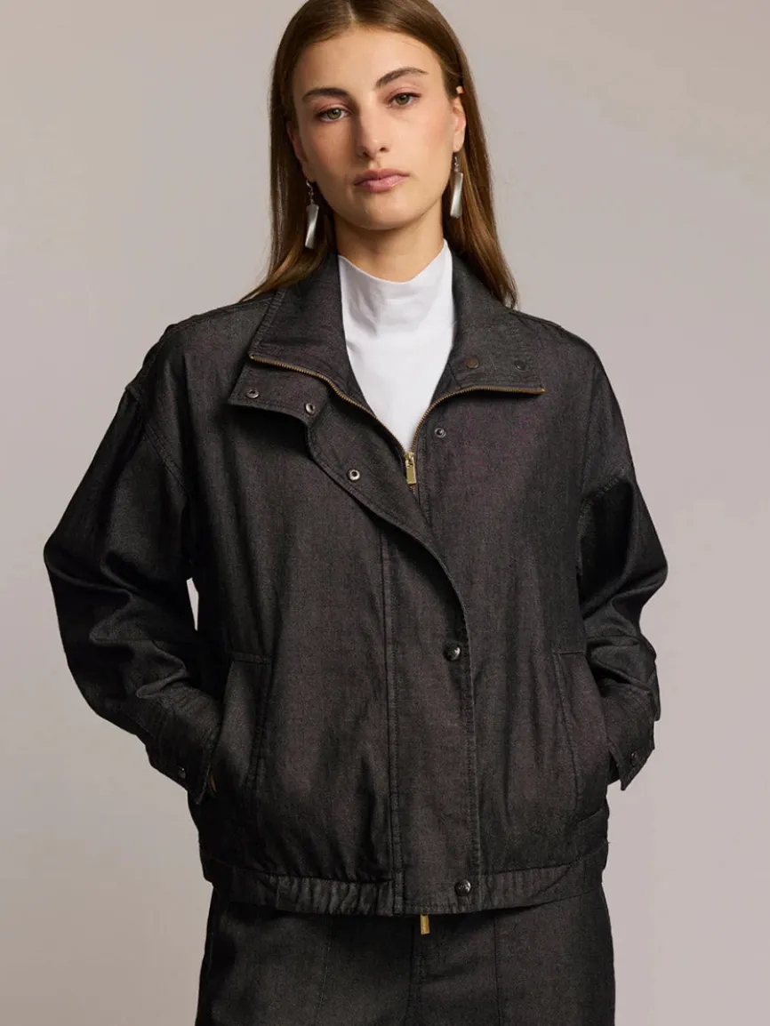 Hinson Wu Louise Long Sleeve Denim Jacket in Black Wash