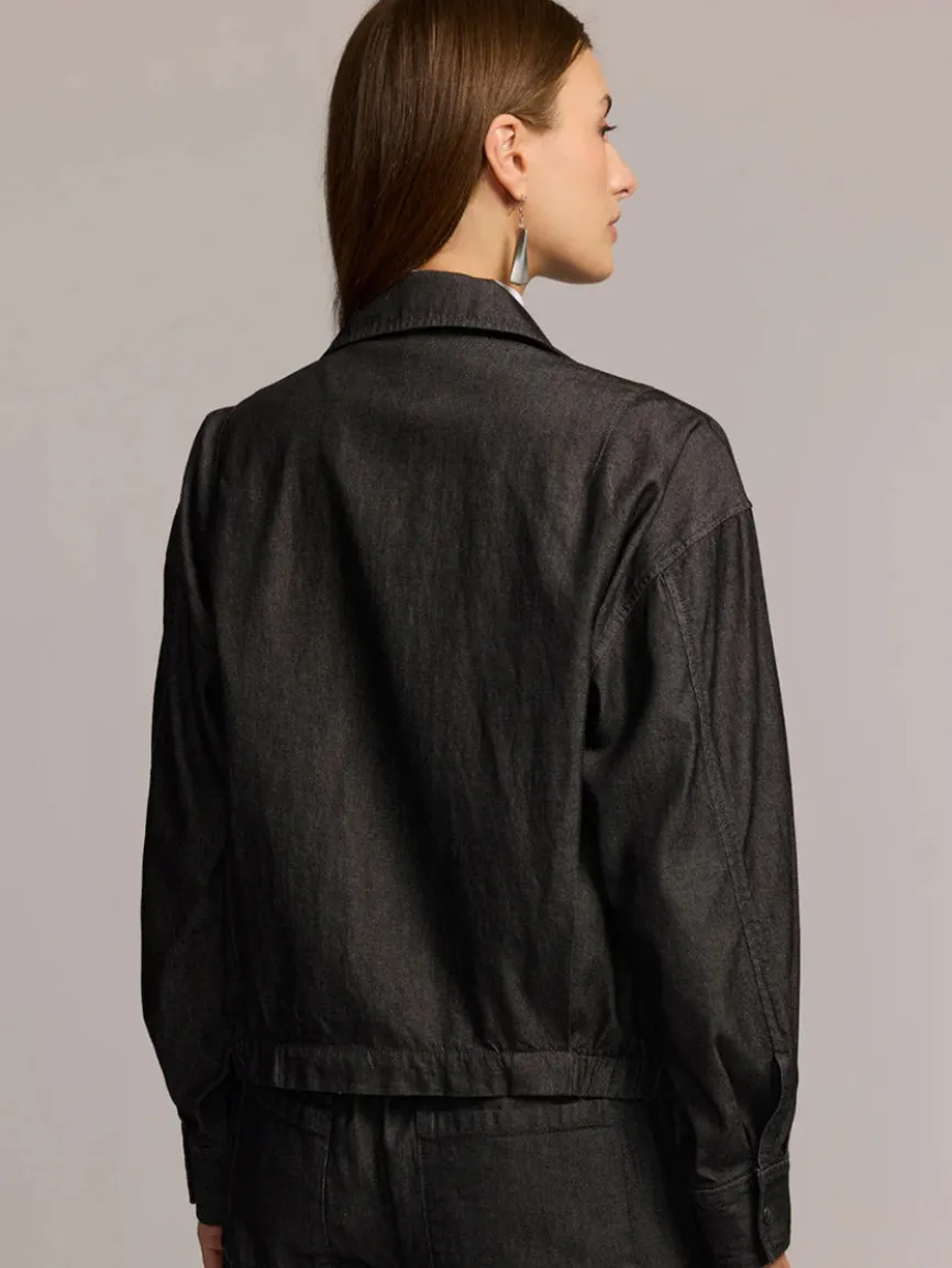 Hinson Wu Louise Long Sleeve Denim Jacket in Black Wash