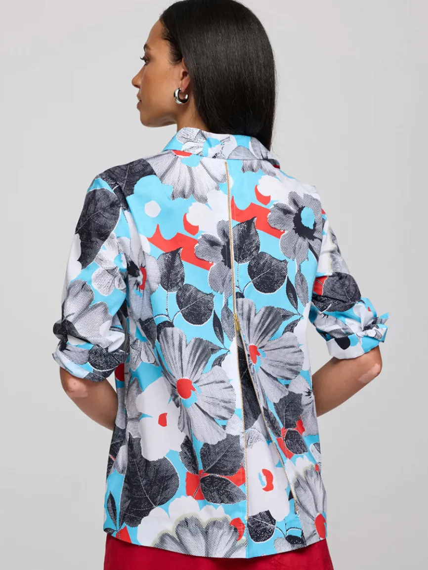 Hinson Wu Xena 3/4 Sleeve Pop Art Flower Shirt