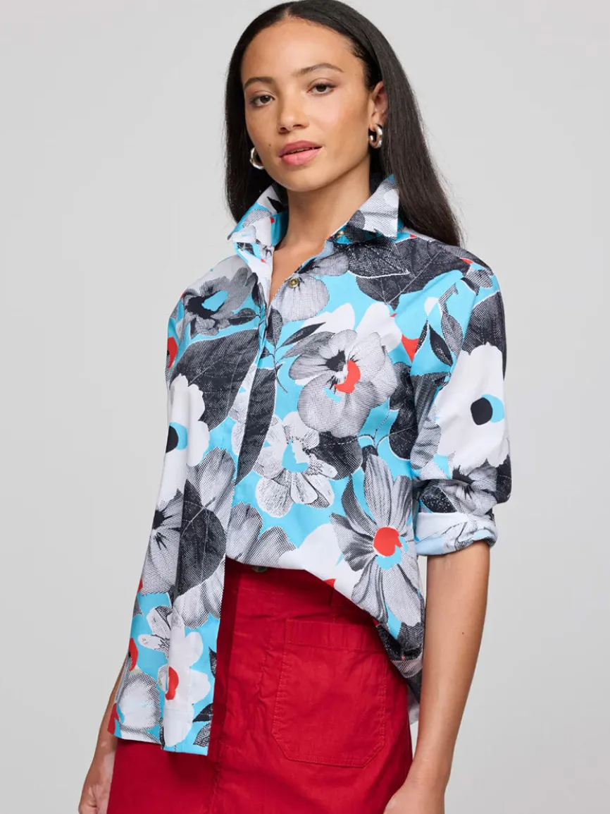 Hinson Wu Xena 3/4 Sleeve Pop Art Flower Shirt