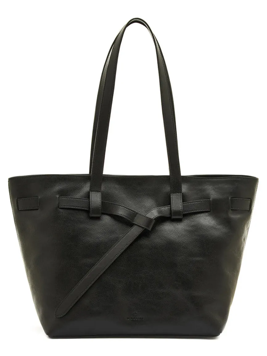 Il Bisonte Elisa Tote in Black Cowhide Leather