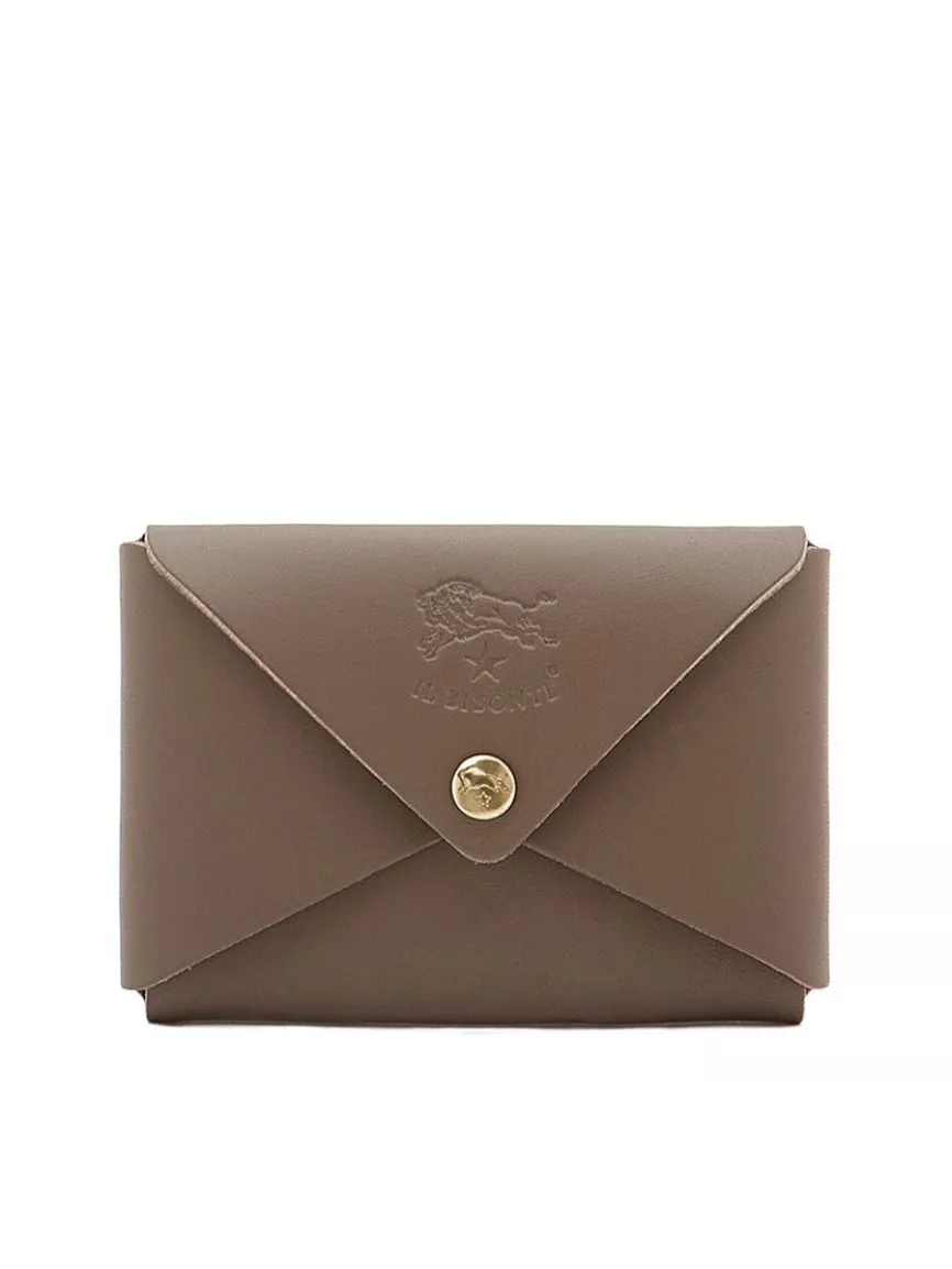 Il Bisonte Sovana Card Case in Light Grey Cowhide Leather