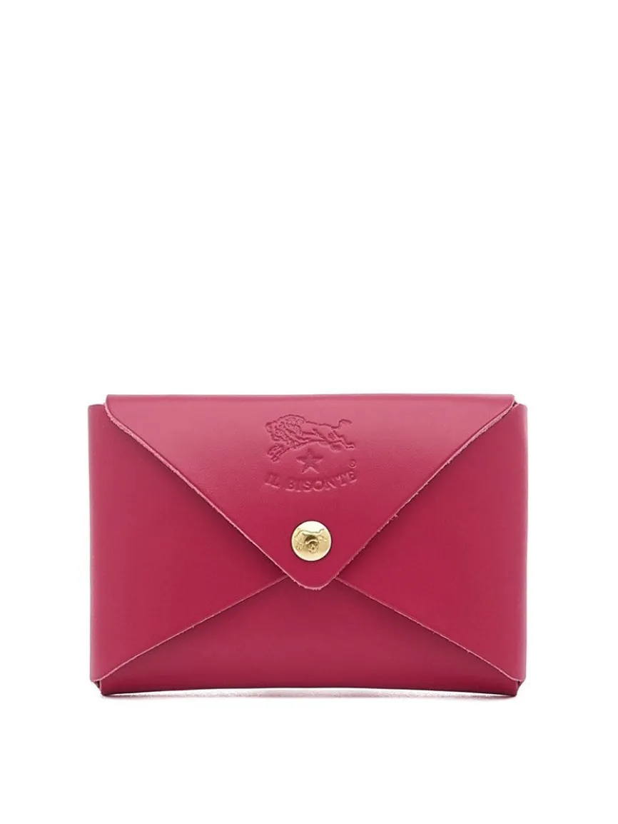 Il Bisonte Sovana Card Case in Cherry Cowhide Leather