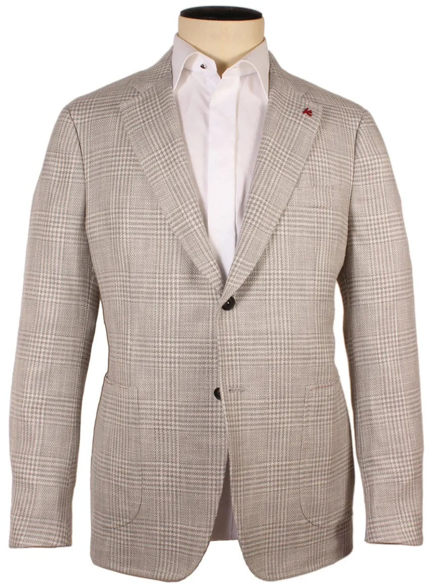 Isaia Capri Sport Jacket in Cream Glenn Plaid