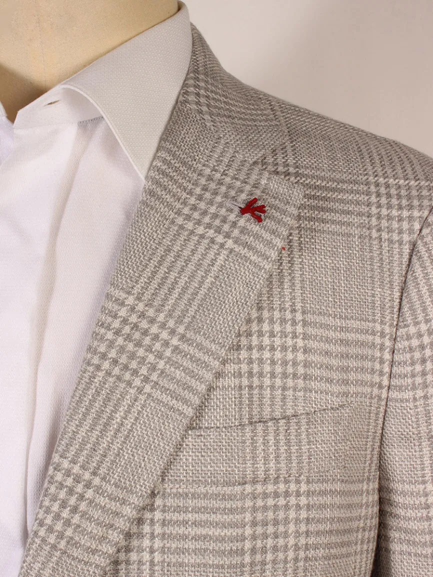 Isaia Capri Sport Jacket in Cream Glenn Plaid