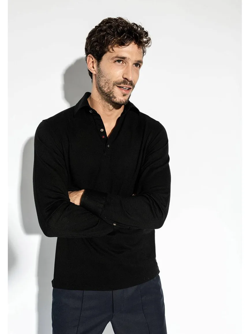 Isaia Evening Polo in Black