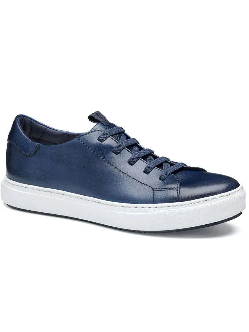 J & M Collection Anson Lace-to-Toe in Navy Hand-Stained Calfskin
