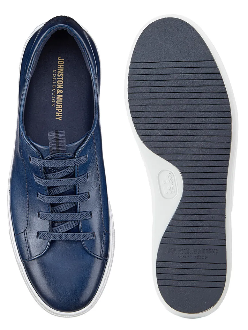 J & M Collection Anson Lace-to-Toe in Navy Hand-Stained Calfskin