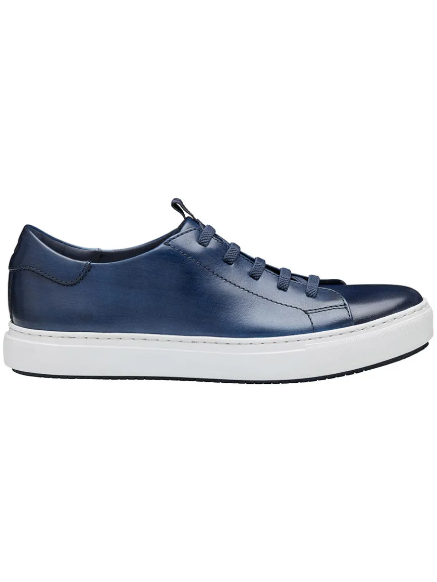 J & M Collection Anson Lace-to-Toe in Navy Hand-Stained Calfskin
