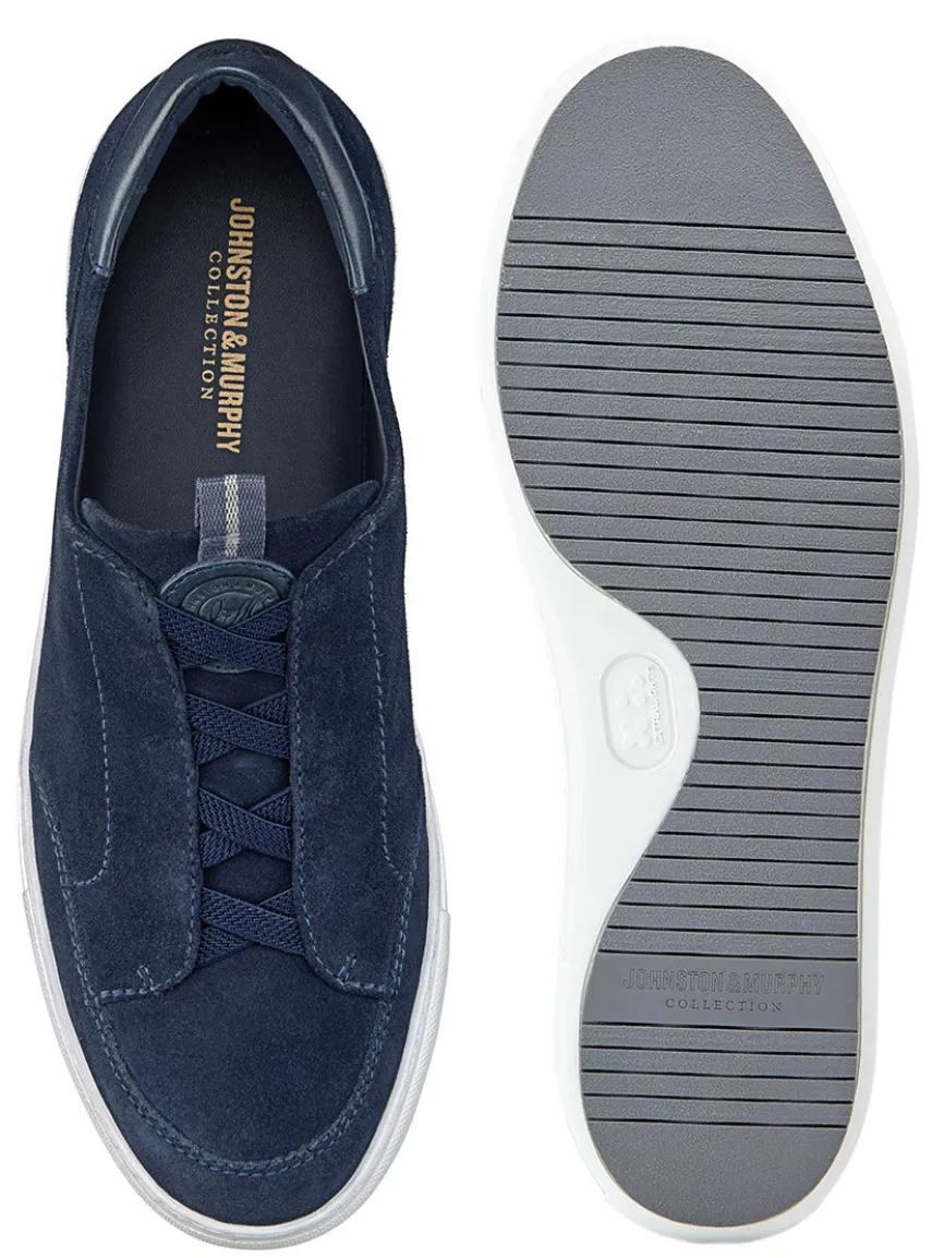 J & M Collection Anson Stretch Lace-to-Toe in Navy English Suede