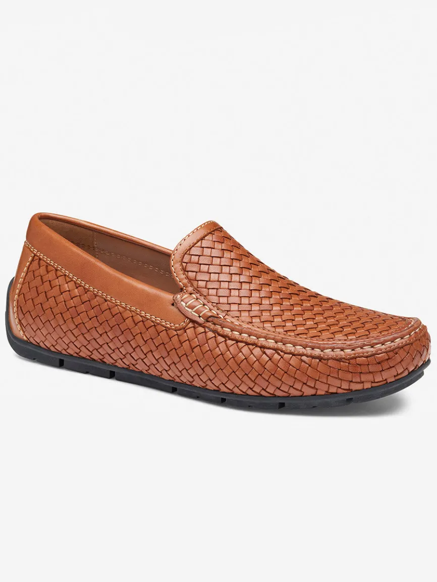 J & M Collection Baldwin Driver Woven Slip-On in Tan Sheepskin