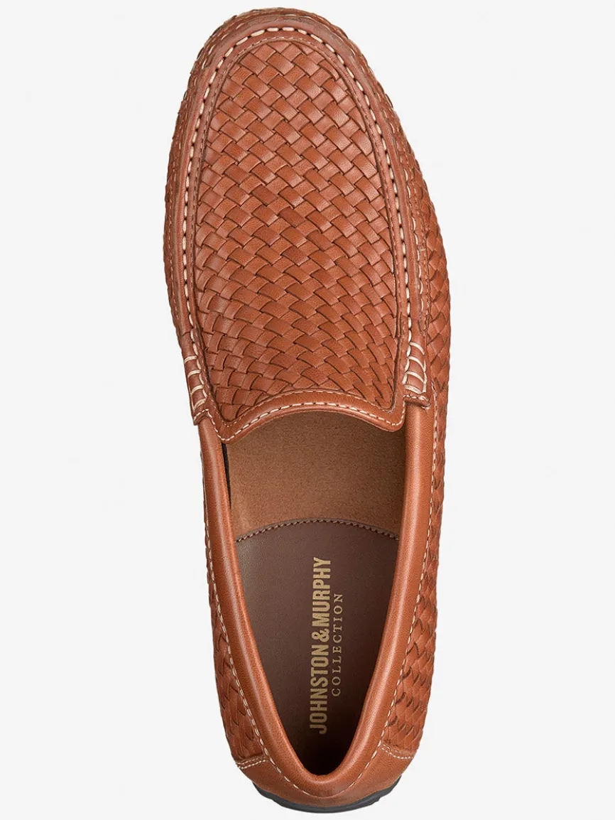 J & M Collection Baldwin Driver Woven Slip-On in Tan Sheepskin