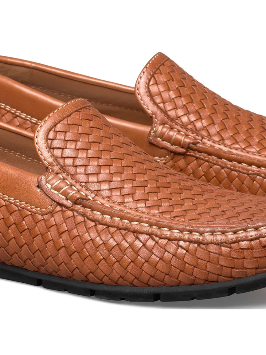 J & M Collection Baldwin Driver Woven Slip-On in Tan Sheepskin