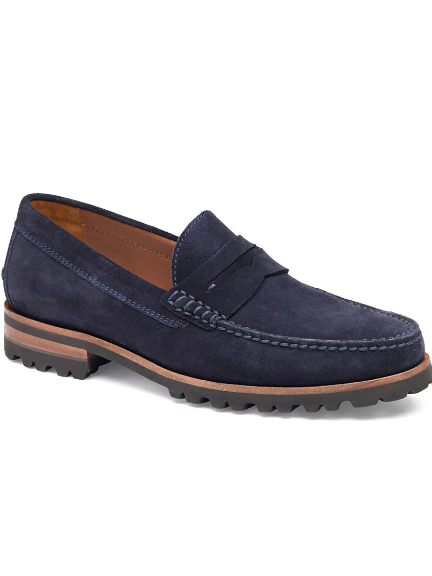 J & M Collection Baldwin Lug Penny in Navy English Suede