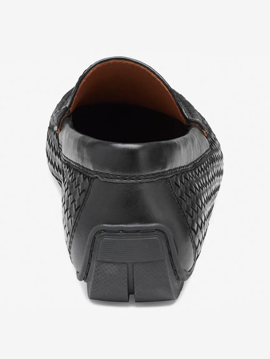 J & M Collection Baldwin Driver Woven Slip-On in Black Sheepskin