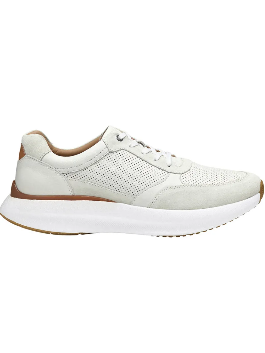 J & M Collection Briley Perfed Jogger in Ivory Full Grain